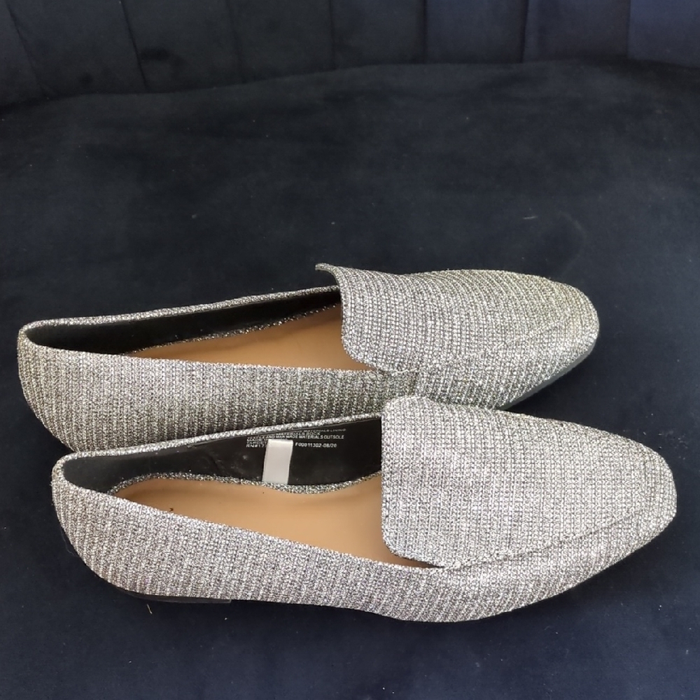 A New Day Silver Flats Comfortable Slip-On Design
